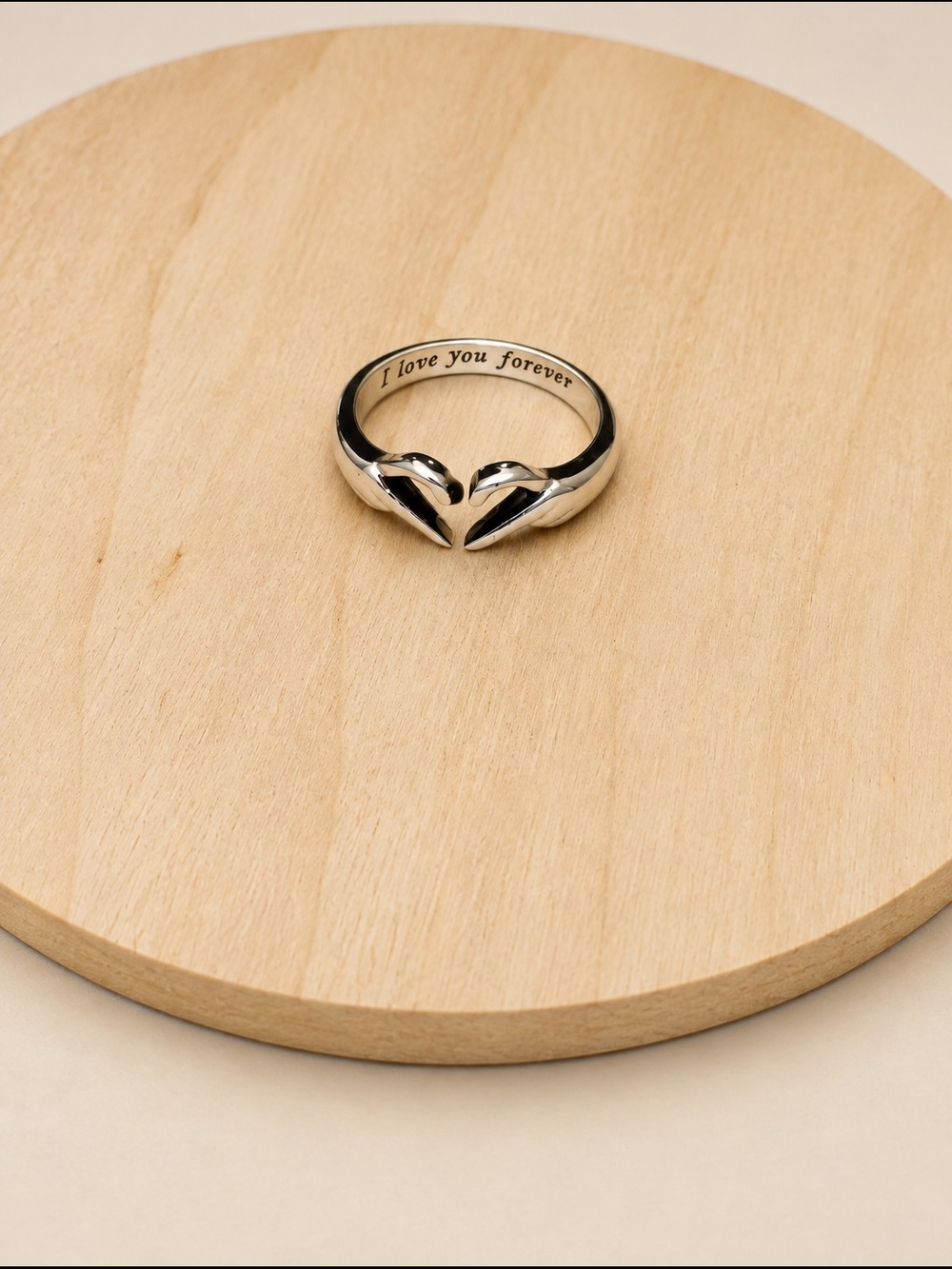I Love You Forever Silver Heart Tip Ring